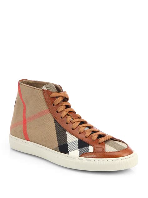 burberry sneaker bartlam pony hair hightop velcro|Check and Leather High.